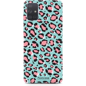 FOONCASE Samsung Galaxy A51 hoesje TPU Soft Case - Back Cover - WILD COLLECTION / Luipaard / Leopard print / Blauw