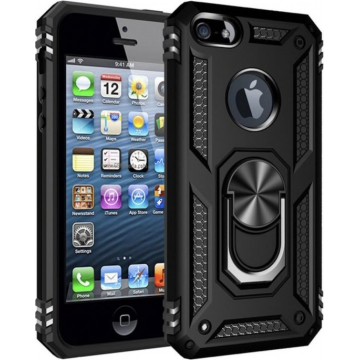 Apple iPhone 7 - iPhone 8 Magnetische Back cover - Zwart - TPU - Magnetisch voor autohouder - Kickstand