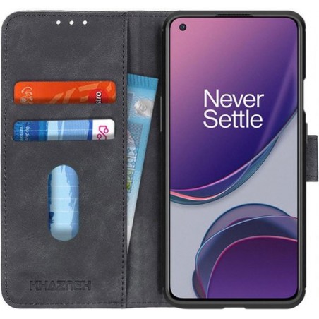 OnePlus 8T Hoesje Retro Wallet Book Case Zwart