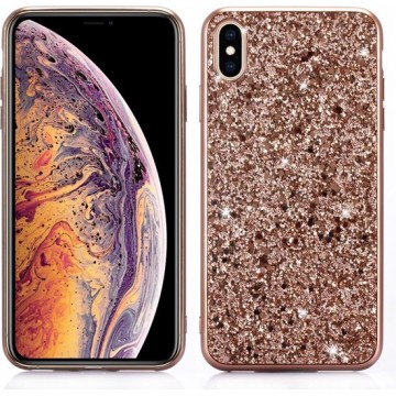 Glitter Powder TPU Case voor iPhone XR (Rose Gold)