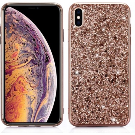 Glitter Powder TPU Case voor iPhone XR (Rose Gold)