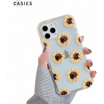Casies Apple iPhone 12 Pro Max (6.7") Zonnebloemen hoesje - Sunflower case - Soft case TPU - Transparant
