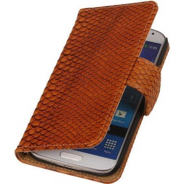 Samsung Galaxy Core Prime Snake Slang Bookstyle Wallet Hoesje Bruin - Cover Case Hoes