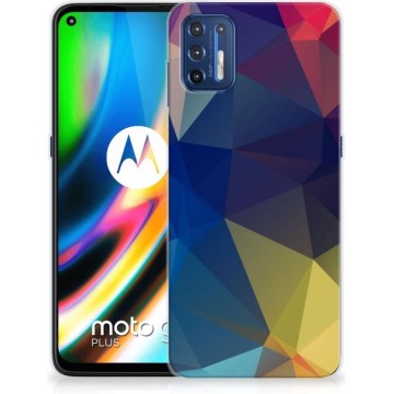 Telefoon Hoesje Motorola Moto G9 Plus Siliconen Back Cover Polygon Dark
