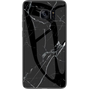 Samsung Galaxy S7 Backcover - Zwart - Marmer - Gehard Glas
