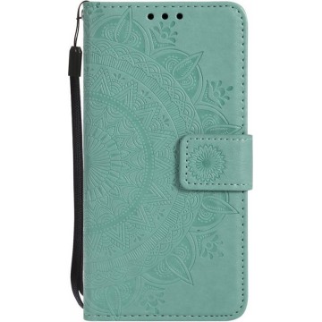 Shop4 - iPhone SE (2020) Hoesje - Wallet Case Mandala Patroon Mint Groen