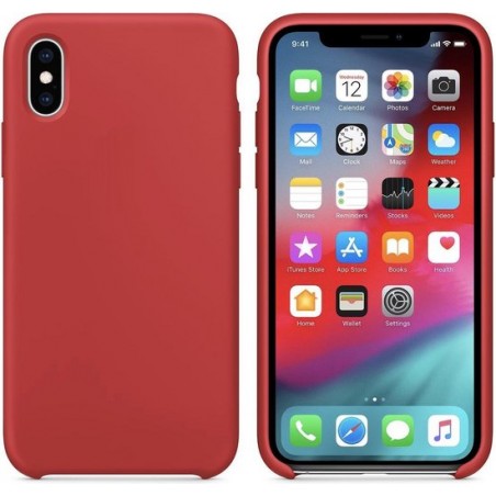 Luxe siliconen hoesje - rood - voor Apple iPhone X en iPhone XS - suède binnenkant