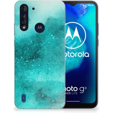 Telefoon Hoesje Motorola Moto G8 Power Lite Siliconen Hoesje Painting Blue
