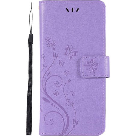 Shop4 - Samsung Galaxy S10 Hoesje - Wallet Case Vlinder Patroon Paars