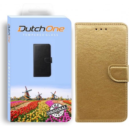 Iphone SE2020 - Book Case goud- Leren hoesje - Pasjes  - Wallet  - Portemonnee  - hoesje - geschikt voor iphone 7/8/SE2020