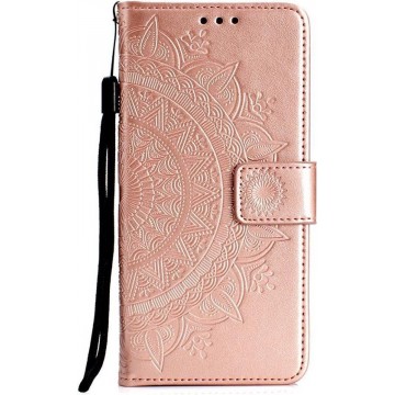 Shop4 - Samsung Galaxy S10e Hoesje - Wallet Case Mandala Patroon Rosé Goud
