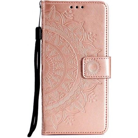 Shop4 - Samsung Galaxy S10e Hoesje - Wallet Case Mandala Patroon Rosé Goud