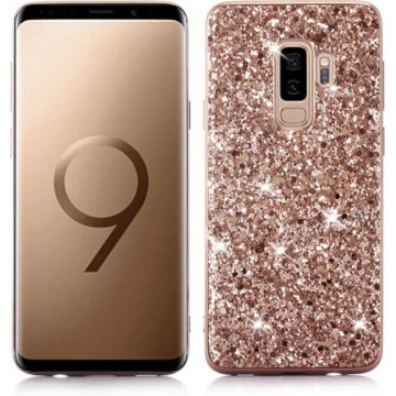 Luxe Glitter Back cover voor Samsung Galaxy S9 Plus - Roze - Bling Bling Hoesje - Hardcase - Glamour