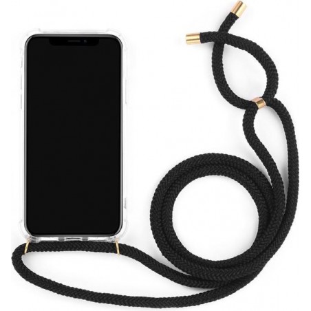 Telefoonhoesje met koord - Shockproof Backcover van PC/TPU - iPhone 7/8  - Zwart met Goud