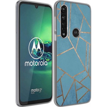 iMoshion Design voor de Motorola Moto G8 Power hoesje - Grafisch Koper - Blauw / Goud