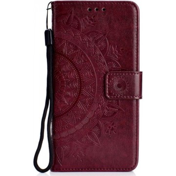 Shop4 - Samsung Galaxy S10 Hoesje - Wallet Case Mandala Patroon Donker Bruin