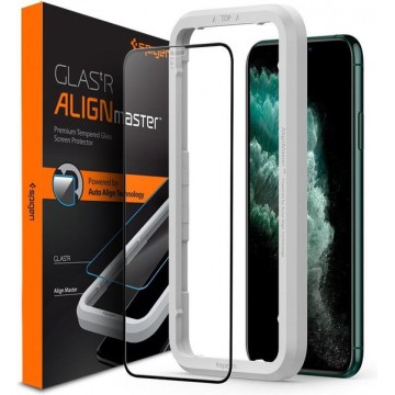 Spigen AlignMaster Full Cover Glass met Montage Frame voor iPhone 11 Pro Max - Zwart