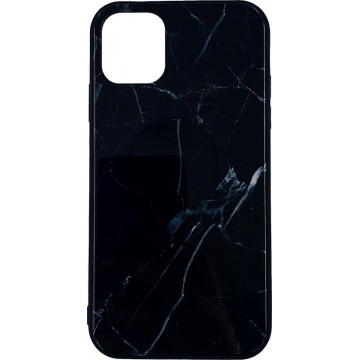 Apple iPhone 11 – Zwart Glazen Marmer hoesje