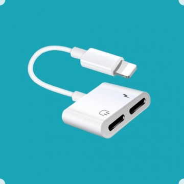 Veni Roots Lightning splitter voor Apple iPhone en iPad | oortjes en opladen tegelijk | Wit