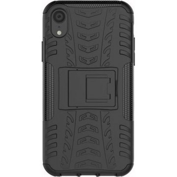 GadgetBay Shockproof Autoband hoesje TPU iPhone XR Case met Standaard - Zwart