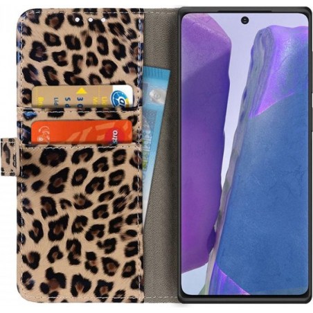 Samsung Galaxy Note 20 Hoesje Wallet Book Case Luipaard