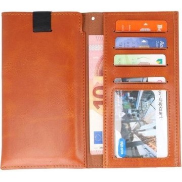 Bruin Insteek Wallet Cases Hoesje Universeel tot 5.7 Inch