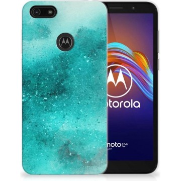 Telefoon Hoesje Motorola Moto E6 Play Siliconen Hoesje Painting Blue