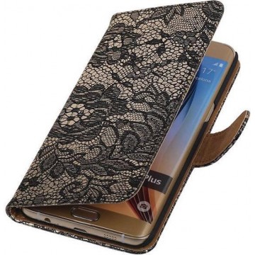 Lace Zwart Hoesje - Samsung Galaxy S6 edge Plus - Book Case Wallet Cover Beschermhoes
