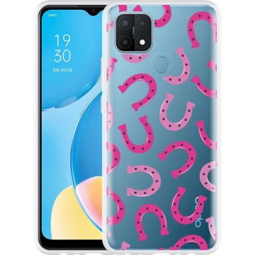 Oppo A15 Hoesje Pink Horseshoes