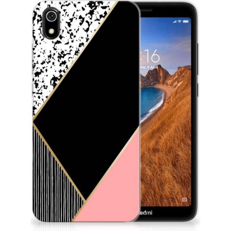 TPU Hoesje Xiaomi Redmi 7A Zwart Roze Vormen