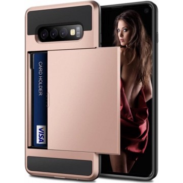 Samsung Galaxy S10 Card Case - Roze - Shockproof Cardslot - Hard PC - Pasjeshouder