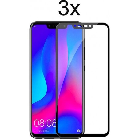 Huawei p smart plus 2018 screenprotector glas full cover - 3x tempered glass screen protector