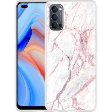 Oppo Reno 4 Hoesje White Pink Marble