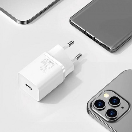 Baseus USB-C Snellader 20 Watt Wit voor o.a. iPhone 12 Pro Max