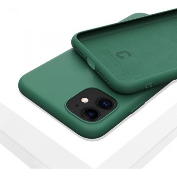 LIQUID |180° Protection - Silicone Velvet + MicroFibre Shockproof Backcover - Telefoon Hoesje voor iPhone 11 - Dennen Groen