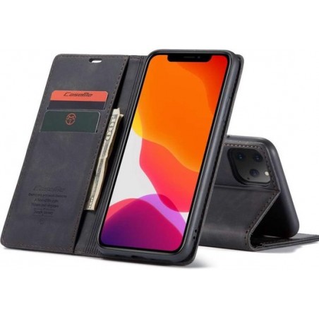 CaseMe Retro Wallet Slim voor iPhone 11 Zwart + Screenprotector