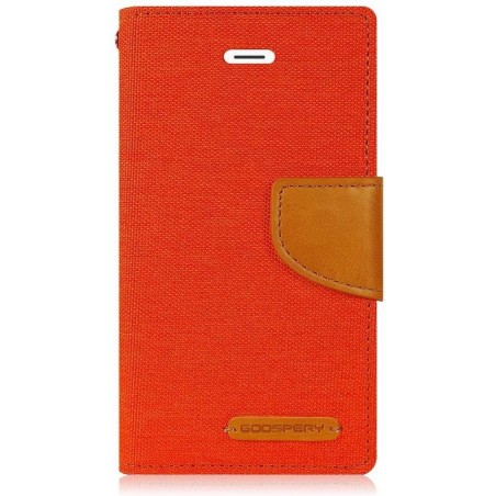 Luxe Apple iPhone 7 - iPhone 8 Wallet Book Case Denim Oranje Cover - Spijkerstof Hoes