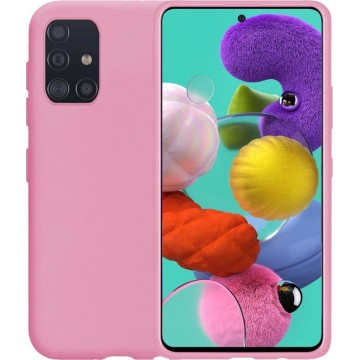 Samsung A51 Hoesje - Samsung Galaxy A51 Hoes Siliconen Case Hoes Cover - Roze