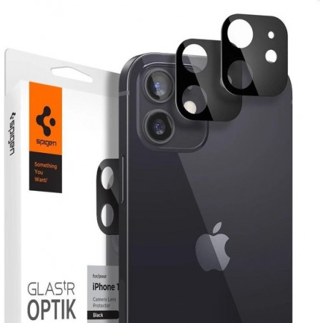 Spigen Camera Lens Tempered Glass voor Apple iPhone 12 - AGL02304 - Zwart