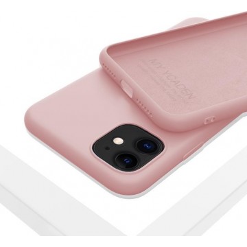 LIQUID | 180° Protection - Silicone Velvet + MicroFibre Shockproof Backcover - Telefoon Hoesje voor iPhone iPhone 11 - Roze
