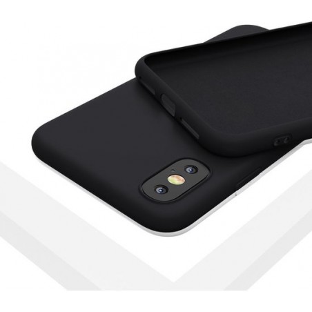 LIQUID | 180° Protection - Silicone Velvet + MicroFibre Shockproof Backcover - Telefoon Hoesje voor iPhone X/Xs - Zwart