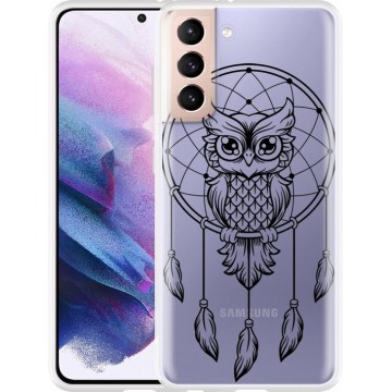 Samsung Galaxy S21 Hoesje Dream Owl Mandala Black