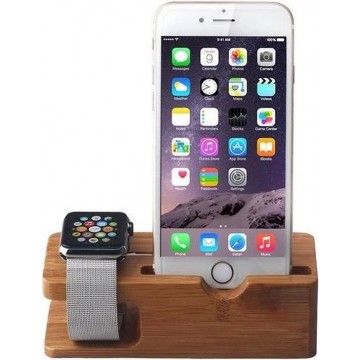 Houten Apple watch en iPhone houder - Bamboe