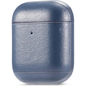 AirPods hoesje van By Qubix - AirPods 1/2 hoesje Genuine Leather Series - hard case - blauw