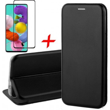 Samsung A51 Hoesje en Samsung A51 Screenprotector - Samsung Galaxy A51 Hoesje Book Case Wallet + Screenprotector Full - Zwart
