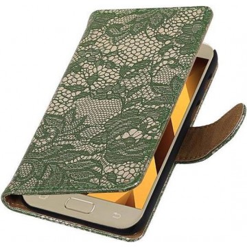 Wicked Narwal | Lace bookstyle / book case/ wallet case Hoes voor Samsung Galaxy J7 (2017) J730F Donker Groen