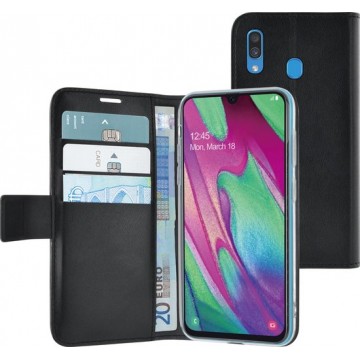 Azuri Samsung Galaxy A40 hoesje - Walletcase - Zwart