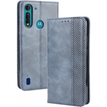 Coverup Motorola Moto G8 Power Lite Hoesje - Vintage Book Case - Blauw