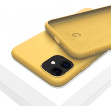 LIQUID | 180° Protection - Silicone Velvet + MicroFibre Shockproof Backcover - Telefoon Hoesje voor iPhone 11 (6.1) - Geel