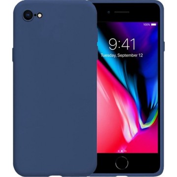 IPhone SE 2020 Case Hoesje Siliconen Hoes Back Cover - Donker Blauw